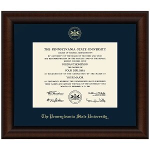 Diploma Frame Lenox, Walnut Finish, Gold Embossed Seal The Pennsylvania State University, Navy Mat